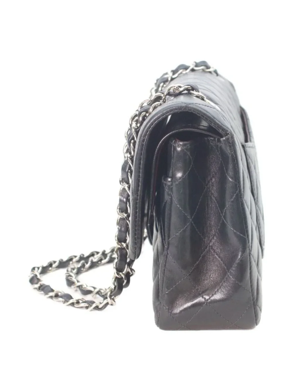 Chanel Black Lamb Silver Quilted 25 Shoulder Bag